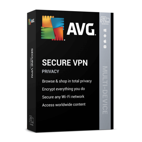 AVG Secure VPN software box for privacy and encryption.