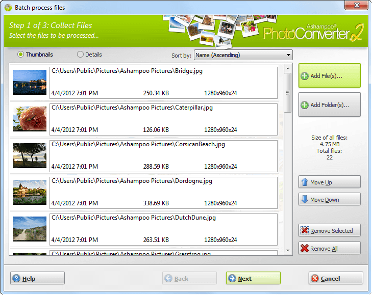 Screenshot of Ashampoo Photo Converter 2 interface